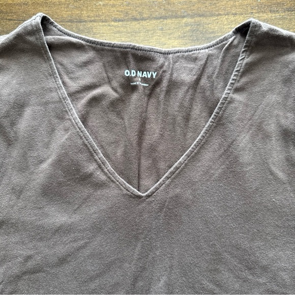 Old Navy Women Size Small Bodysuit One Piece Snap Brown V Neck Short Sleeve Top - Picture 3 of 7